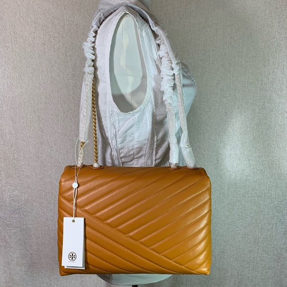 Tory Burch Squash/Rolled Brass Kira Chevron Convertible Bag - Picture 4 of 15